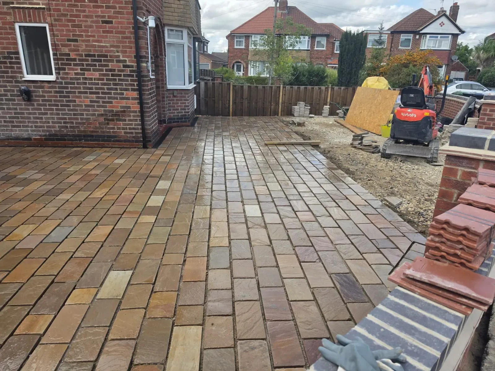 Natural stone block paving driveway installation and groundwork by Future Drainage and Groundwork LTD in York